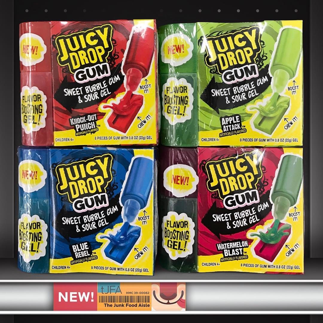 Juicy Drop Gum: Sweet Bubble Gum & Sour Gel - The Junk Food Aisle